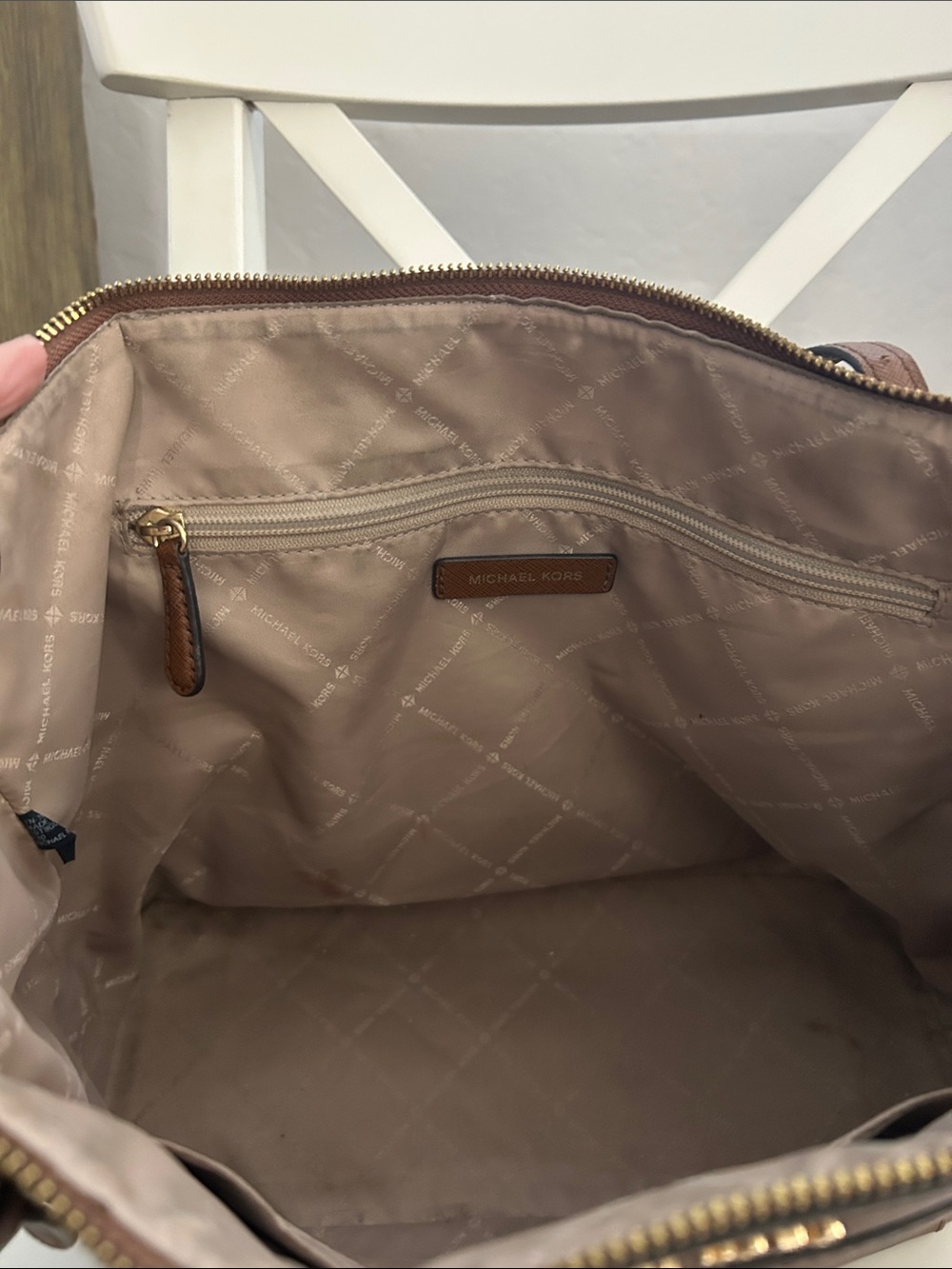Michael Kors Brown Saffiano Tote with Gold Hardware - Picture 3 of 5